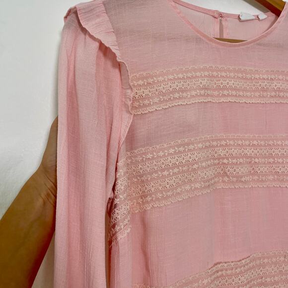 GAP – Pink Lace Panel Long Sleeve Blouse - Picture 3 of 8